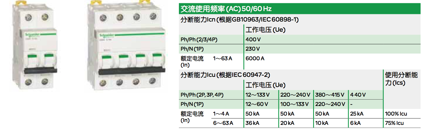 施耐德IC65N,EA9系列斷路器的脫扣曲線有哪幾種？